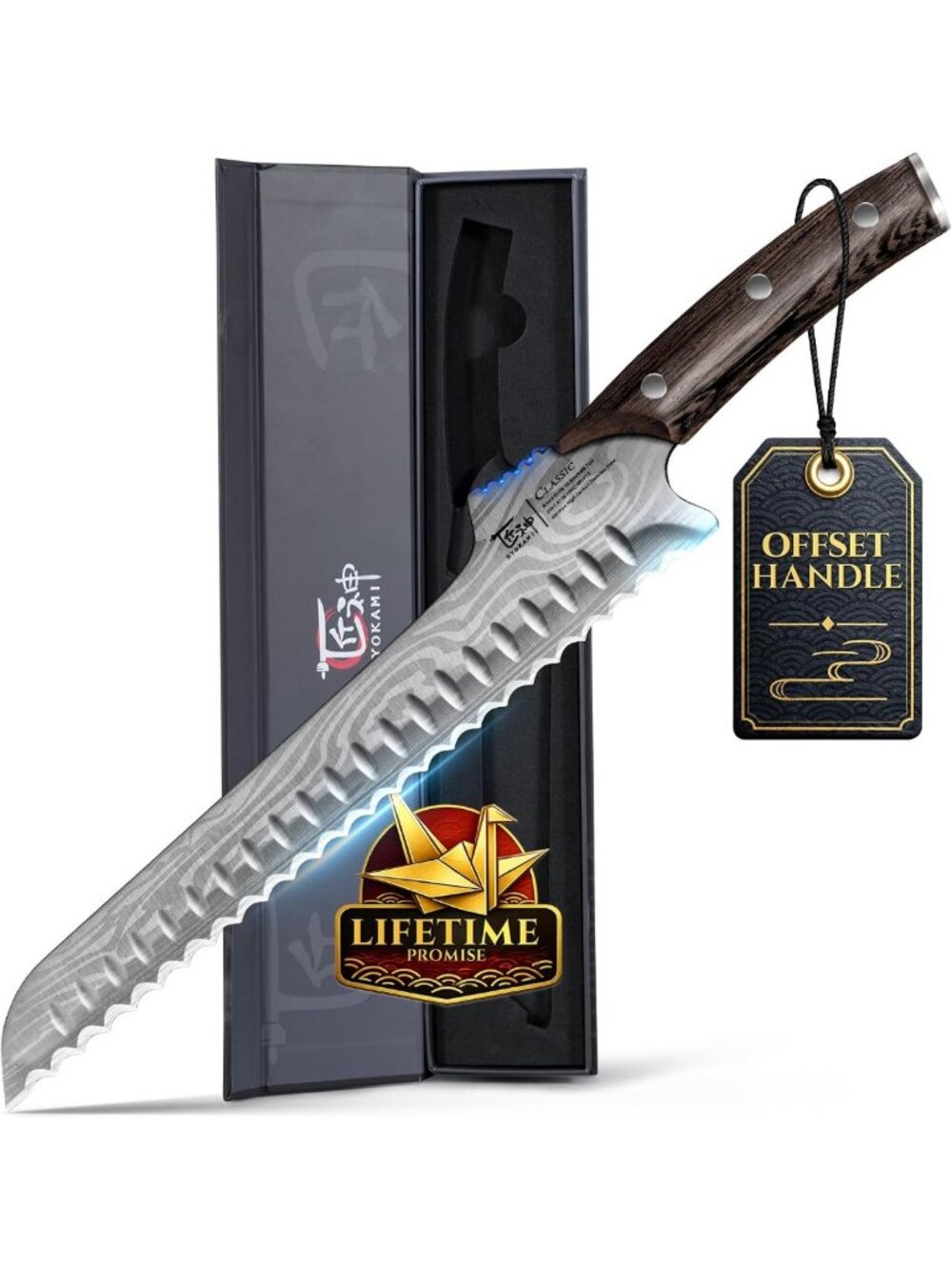 10.5 Inch Upgraded Offset Bread Knife for Homemade Bread & Baking Essentials